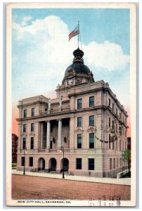 1915 View Of New City Hall Exterior Scene Savannah Georgia GA Antique Postcard
