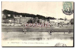 Old Postcard Trouville The Beach Casino and The Hotel de Paris