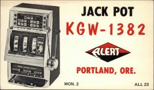 Old Slot Machine - Portland Oregon OR Ham Radio Postcard