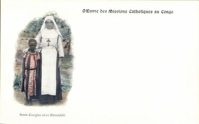 Congo Free State, Sister Josepha with Sittambili (1899) Mission Postcard