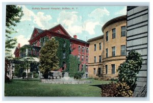 1909 Buffalo General Hospital Building Fountain Buffalo New York NY Postcard 