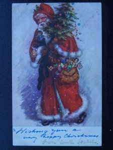 WISHING YOU A HAPPY CHRISTMAS Santa & Toys c1902 UB Postcard Raphael Tuck 1803