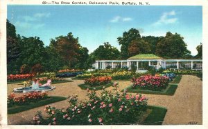 Vintage Postcard 1936 Rose Garden Delaware Park Lincoln Pkwy Buffalo New York