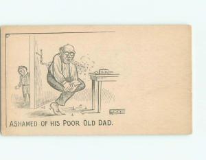 Unused Pre-1907 comic BOY SEES FATHER SWEARING AFTER HE STEPS ON TACKS k3136