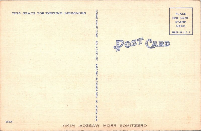 Postcard Greetings From WASECA, Minnesota Boat Fishing Vintage JH15