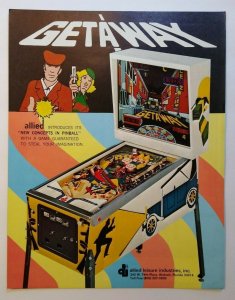 Allied Getaway Pinball FLYER Original 1977 Game Art Print Sheet Cops Robbers