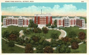 Vintage Postcard 1930's Henry Ford Hospital Detroit Michigan MI Pub. Detroit Pre