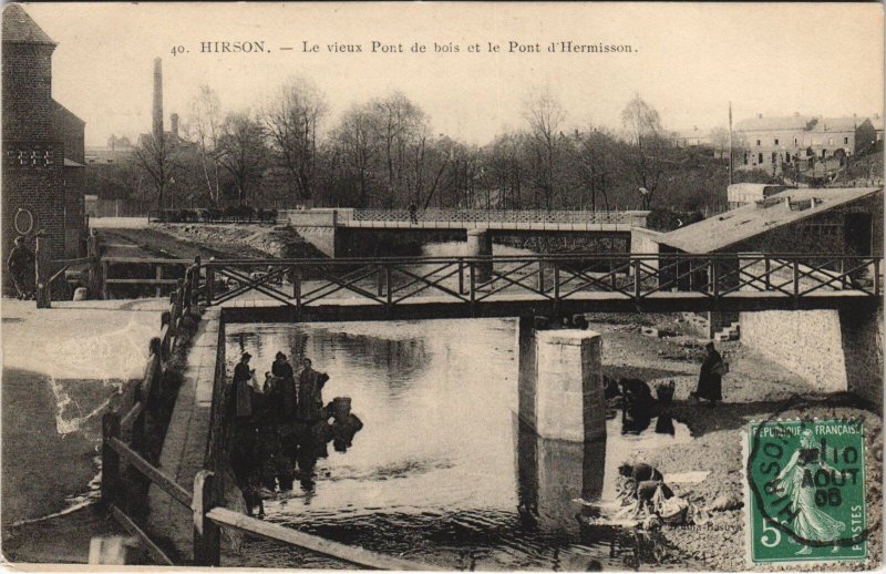 CPA HIRSON Le vieux Pont de bois et le Pont d'Hermisson (155662)