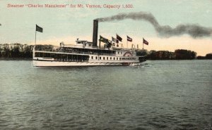 Vintage Postcard 1910's Steamer Charles Macalester for Mt. Vernon Capacity 1,600