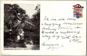 Postcard ON Muskoka Shadow River Lake Rosseau Man in a Boat UDB 1905 K65