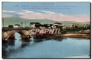 Old Postcard Hendaye View International Bridges Railway and tram and the firs...