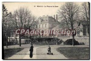 Old Postcard Meaux Place and Gare
