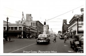 RPPC Street Bremerton WA Photo Postcard Admiral Theater Victory license plate
