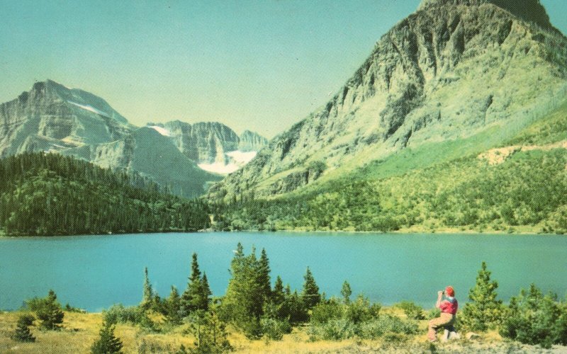 Vintage Postcard Mount Gould & Swiftcurrent Lake Glacier National Park Montana