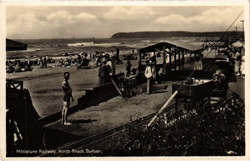 PC DURBAN MINIATURE RAILWAY NORT BEACH REAL PHOTO SOUTH AFRICA (a30607)