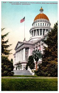 No.2158 Entrance to State Capital Sacramento, CA Mitchell Postcard