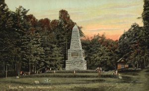 Vintage Postcard 1915 Soldiers Monument Historical Landmark Togus Maine L&VC Pub
