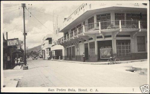 honduras SAN PEDRO SULA Hotel Colombia 1952 RPPC Stamps