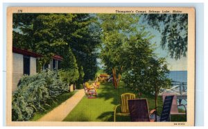 c1940's Chair Scene, Thompson's Camps Sebago Lake Maine ME Vintage Postcard
