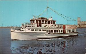 Long Beach-Los Angeles California~M V Shearwater Harbor Cruise Boat~Flags~1950s