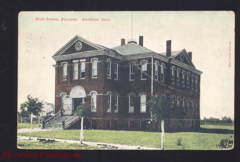 ARDMORE OKLAHOMA HIGH SCHOOL BUILDING ANTIQUE VINTAGE POSTCARD 