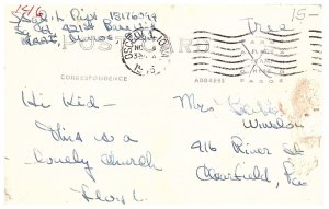 Christian Church Interior Eureka Illinoi IL RPPC Postcard 1945