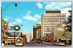Windsor Ontario Canada Postcard Ouellette Avenue Business Section 1970