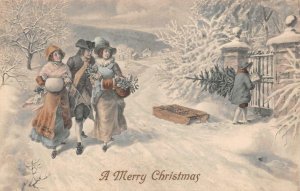 CHRISTMAS HOLIDAY WINTER SCENE VIENNE M. MUNK DEPOSE POSTCARD (c. 1910)