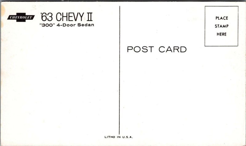 Car Postcard 1963 Chevy II 300 4 Door Sedan Chevrolet