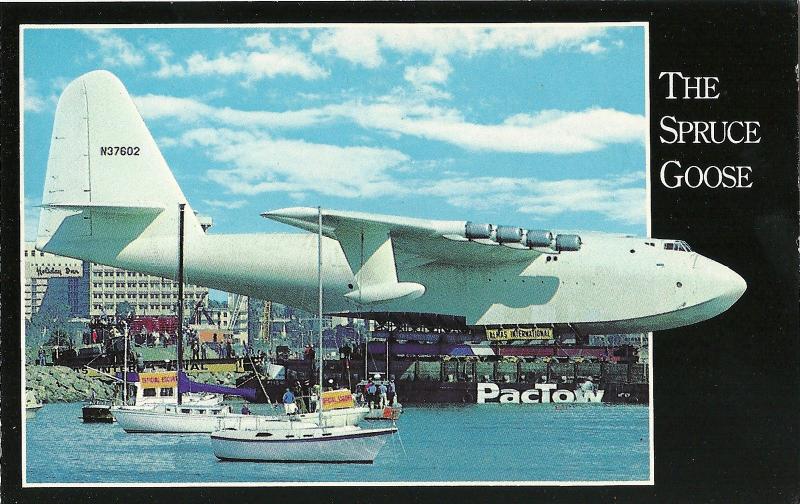 LONG BEACH CALIFORNIA QUEEN MARY SPRUCE GOOSE PLANE Postcard 