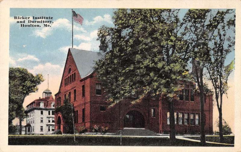 Houlton Maine birds eye view Ricker Institute dormitory antique pc Z12475