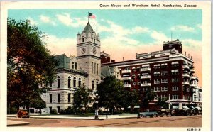 Manhattan, Kansas - The Court House and Wareham Hotel - in 1954