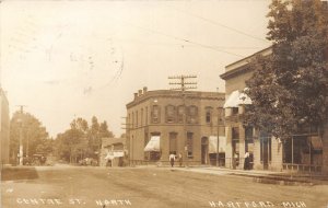 H29/ Hartford Michigan RPPC Postcard c1910 Central Street North Stores  102