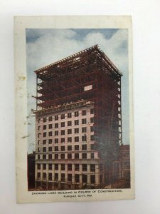 c. 1912 Long Building under Construction Kansas City MO Postcard Missouri