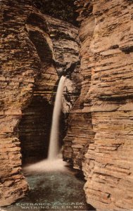 New York Watkins Glen Entrance Cascade Handcolored Albertype