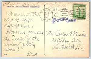 Milford  Connecticut   Sailboats Sailing  Postcard  1941