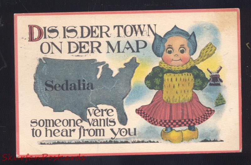 SEDALIA MISSOURI U.S. MAP DUTCH CHILDREN COLE CAMP MO. VINTAGE POSTCARD OLD