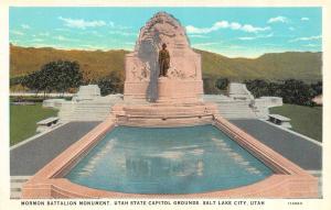 SALT LAKE CITY, UT Utah MORMON BATTALION MONUMENT~State Capitol c1920's Postcard