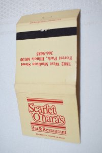 Scarlet O'Hara's Forest Park Illinois 30 Rear Strike Matchbook Cover