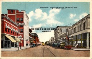 Montana Billings Broadway Looking South From 2nd Avenue 1926