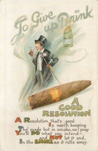 BB London Embossed Postcard E85 Give Up Alcohol is Good Resolution Smoke Dream