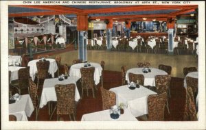 New York City Chin Lee Chinese Restaurant 49th St. Broadway Linen Postcard