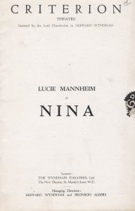 Nina Lucie Mannheim Drama Criterion London Theatre Programme