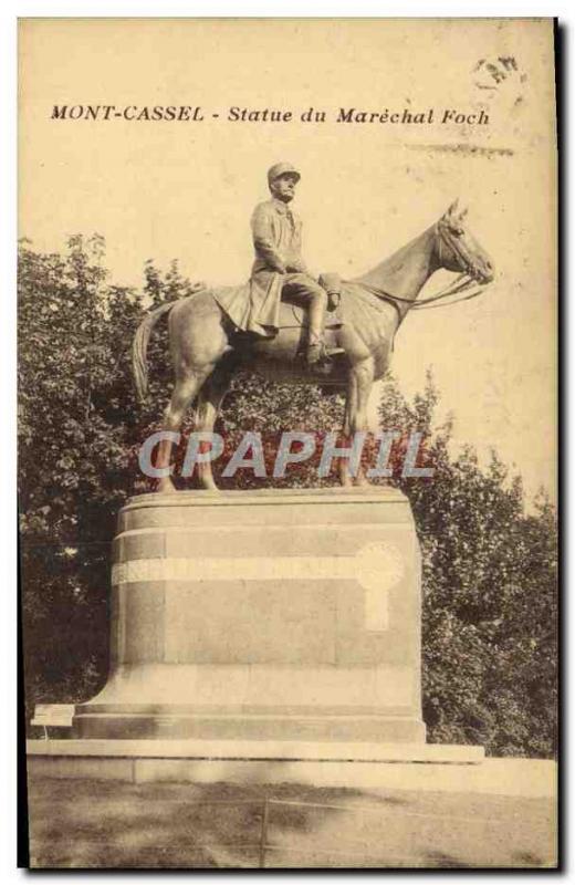 Old Postcard Mont Cassel Statue of Marechal Foch Army