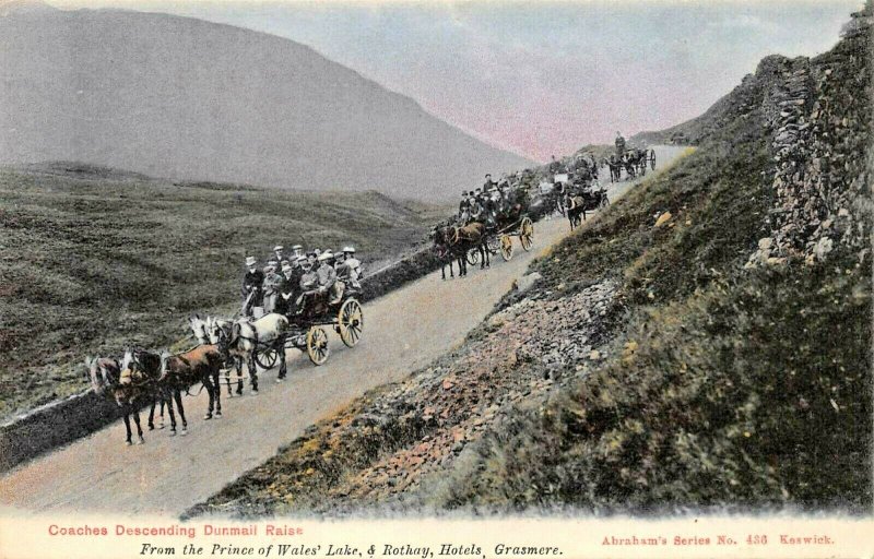 CUMBRIA ENGLAND~COACHES DESCENDING  DUNMAIL RAISE~ABRAHAMS TINTED PHOTO POSTCARD