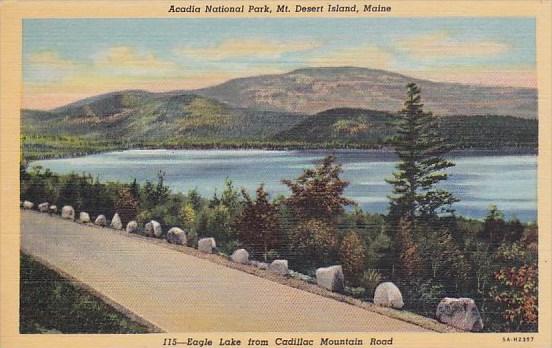 Maine Mount Desert Island Acadia National Park Eagle Lake From Cadillac Mount...