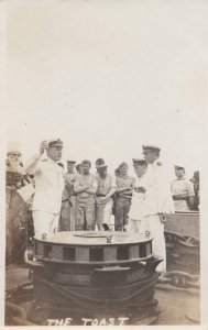 Ship WW1 Captain Deck Party Toast Drinks Antique RPC Postcard