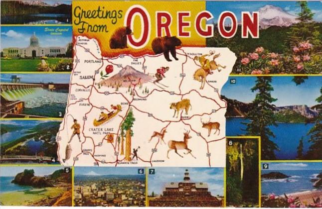 Greetings From Oregon With Map