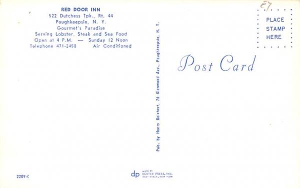 Red Door Inn Poughkeepsie, New York Postcard