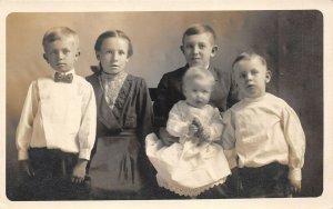 1910s RPPC Real Photo Postcard Group Of Brothers and Sisters Boys Girls